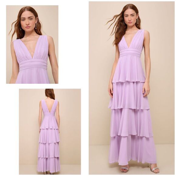 Lulus Dresses & Skirts - Lilac Tiered V-Neck Maxi Dress